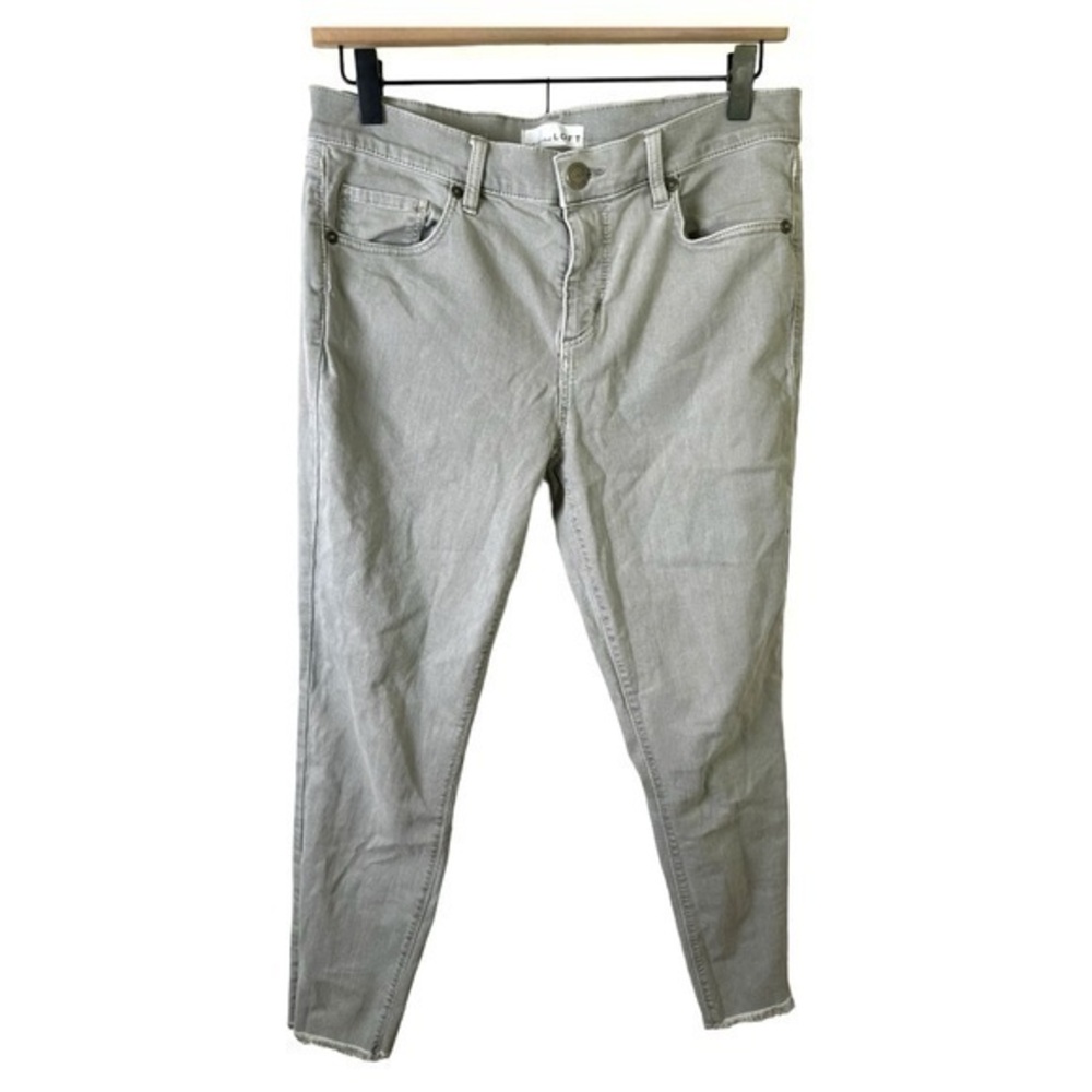 Loft Pants Womens 28 6 Jeans Modern Skinny Crop Light Gray Straight Leg Raw Hem